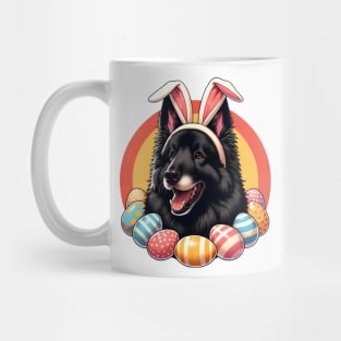 Belgian Sheepdog Adorns Bunny Ears for Easter Fun Mug